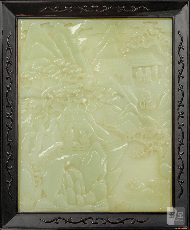 晚清 嵌白玉四扇圍屏 | A JADE-PANEL EMBELLISHED FOUR-PANEL SCREEN - 图7
